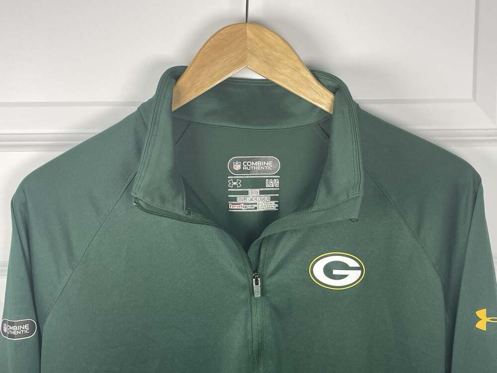 Green Bay Packers Under Armour Womens L Combine Authentic 1/4 Zip Cheeseheads - Picture 3 of 16